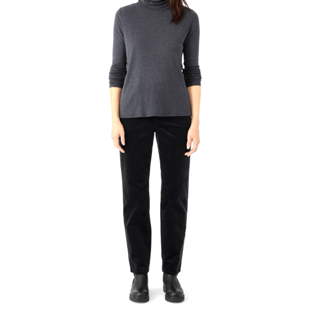 Eileen Fisher Organic Stretch Velveteen Pants, Black,  Size M, NwT